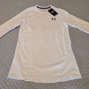 NWT Under Armour ColdGear Armour Fitted White Long Sleeve Base Layer S (0262)